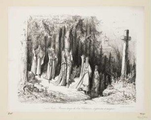 5.e et 6.e siècles, Premiers temps de l'ére chrétienne, mysticisme et maigreur, Blatt 3 der Folge "Folies-Gauloises depuis les Romains jusqu'à nos Jours. Album de Moeurs et de Costumes"