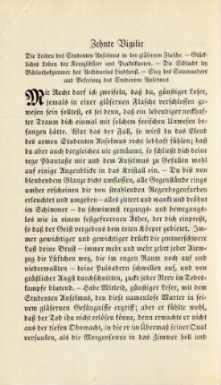Zehnte Vigilie. Die Leiden des Studenten Anselmus in der gläsernen Flasche ...