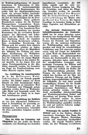 Soziale Ausbildung der Rabbiner [Soziale Ausbildungs- u. Berufsfragen]
