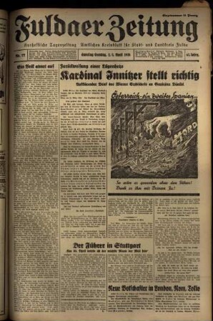 Ausgabe vom Sonntag, den 03. April 1938.