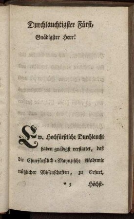 Durchlauchtigster Fürst, Gnädigster Herr!
