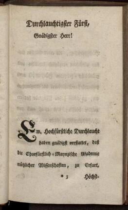 Durchlauchtigster Fürst, Gnädigster Herr!