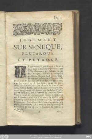 Jugement Sur Seneque, Plutarque Et Petrone.