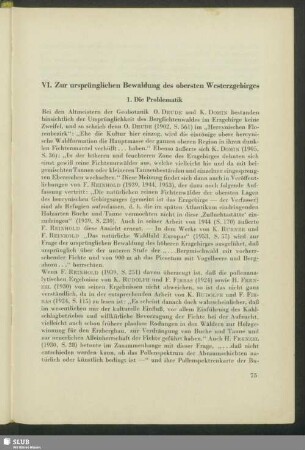 VI. Zur ursprünglichen Bewaldung des obersten Westerzgebirges