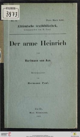 Die Werke Hartmanns von Aue: Der arme Heinrich