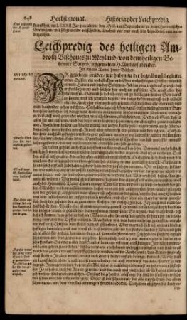 Leichpredig des heiligen Ambrosii Bischoves zu Meyland/ ...