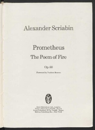 Prometheus : the poem of fire : op. 60