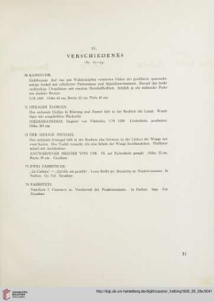 IV. Verschiedenes (Nr. 70-74)