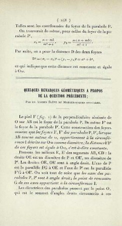 Quelques remarques géométriques a propos de la question précédente.