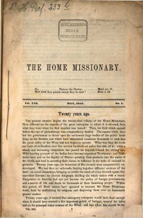 The home missionary : Published by the executive committee of the american home missionary Society