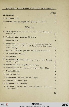 Diverses (Nr. 231-275)