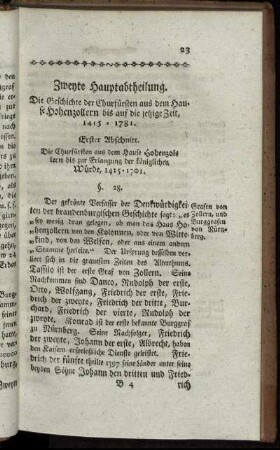 Zweyte Hauptabtheilung.