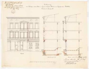 Wohnhaus Huppmann Valbella II, Berlin-Tiergarten: Ansicht und 2 Schnitte