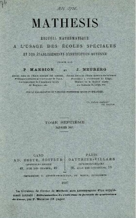 TOME SEPTIÈME JANVIER 1887.