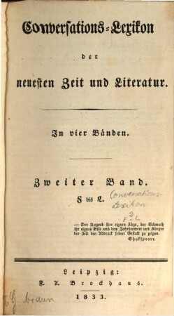 Conversations-Lexicon der neuesten Zeit und Literatur : in vier Bänden. 2, F bis L