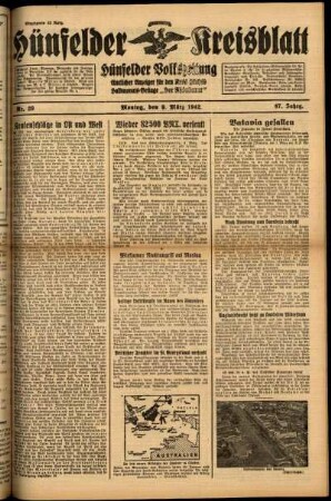 Ausgabe vom Montag, den 09. März 1942.