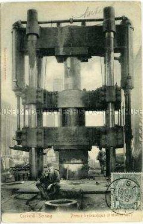 Hydraulikpresse im Stahlwerk Cockerill im belgischen Seraing