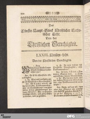 Das Fuenffte Haupt-Stuck Christlicher Catholischer Lehr. Von der Christlichen Gerechtigkeit