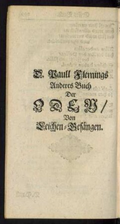 D. Paull Flemings Anderes Buch Der Oden/ Von Leichen-Gesängen.