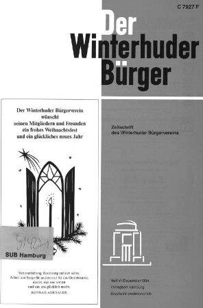 Heft VI / Dezember 1994 : Zeitschrift des Winterhuder Bürgervereins