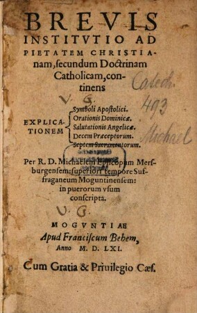 Brevis Institutio ad pietatem christianam