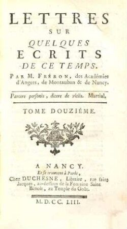 Lettres sur quelques ecrits de ce tems, 12