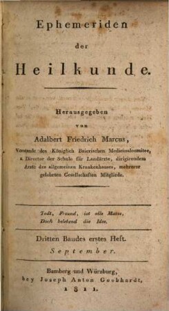 Ephemeriden der Heilkunde. 3. 1811