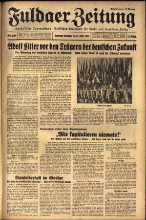 Ausgabe vom Samstag, den 10. September 1938.