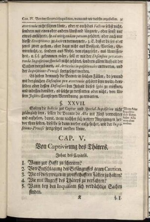 Cap. V. Von Captivirung des Thäters.