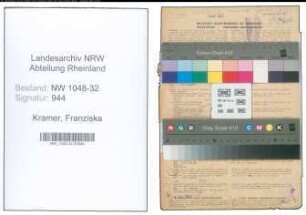 Entnazifizierung Franziska Kramer , geb. 05.03.1896 (Bibliothekarin)