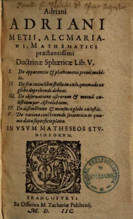 Doctrinae sphaericae lib. V.