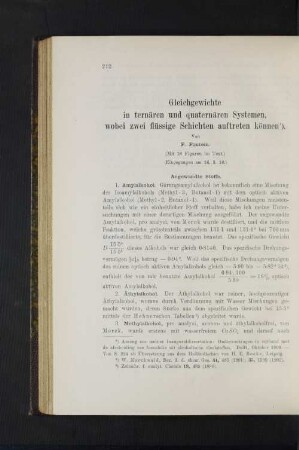 Gleichgewichte in ternären und quaternären Systemen, wobei zwei flüssige Schichten auftreten könne.