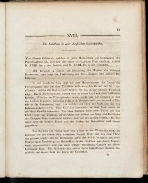 XVIII. Ein Landhaus in einer Englischen Gartenparthie.