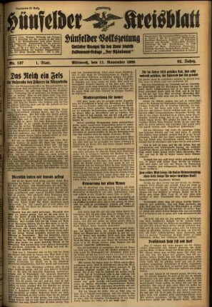Erste Ausgabe vom Mittwoch, den 11. November 1936.