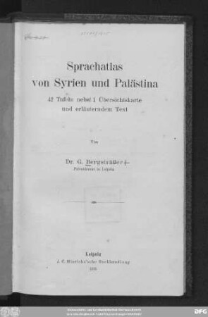 Sprachatlas von Syrien und Palästina : 42 Tafeln nebst 1 Übersichtskarte und erläuterndem Text