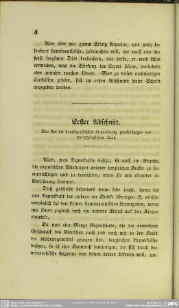 Erster Abschnitt. Von der bei homöopathischer Behandlung zweckmäßigen und naturgesetzlichen Diät