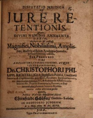 Diss. iur. de iure retentionis