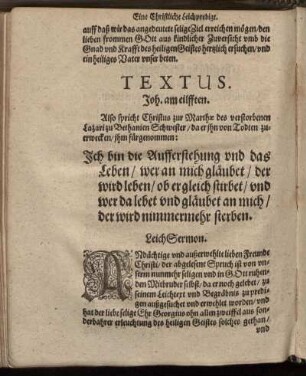 Textus. Joh. am eilfften