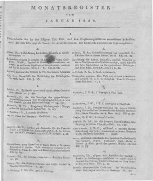 Monatsregister vom Januar 1828