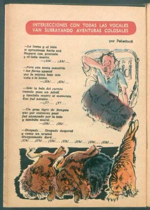 Interjecciones con todas las vocales van subrayando aventuras colosales