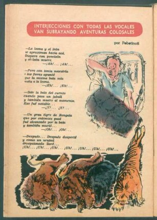 Interjecciones con todas las vocales van subrayando aventuras colosales