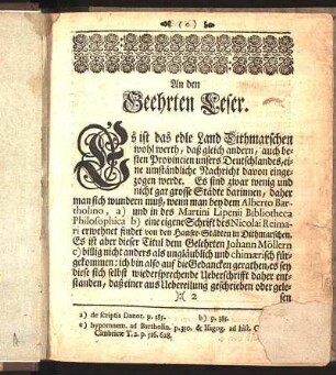An den Geehrten Leser.
