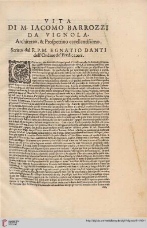 Vita die M. Iacomo Barrozzi da Vignola [...]