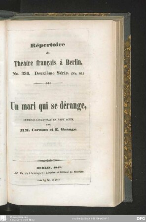 Un mari qui se dérange : comédie-vaudeville en deux actes