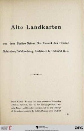 Alte Landkarten