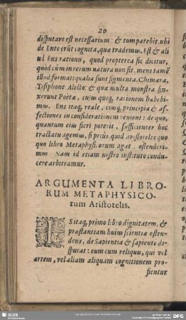 Argumentum Libro Metaphysicorum Aristotelis