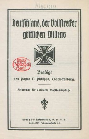 Deutschland, der Vollstrecker göttlichen Willens