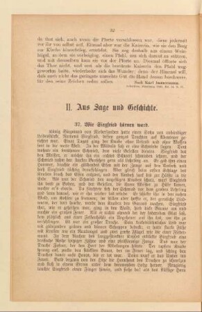 II. Aus Sage und Geschichte