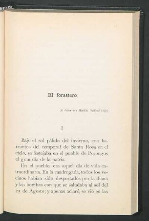 El forastero : Al doctor don Hipólito Gallinal (hijo)