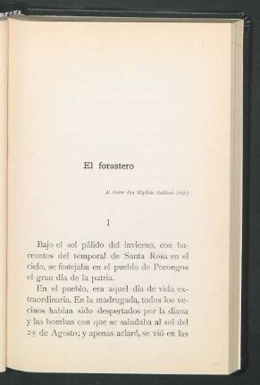 El forastero : Al doctor don Hipólito Gallinal (hijo)